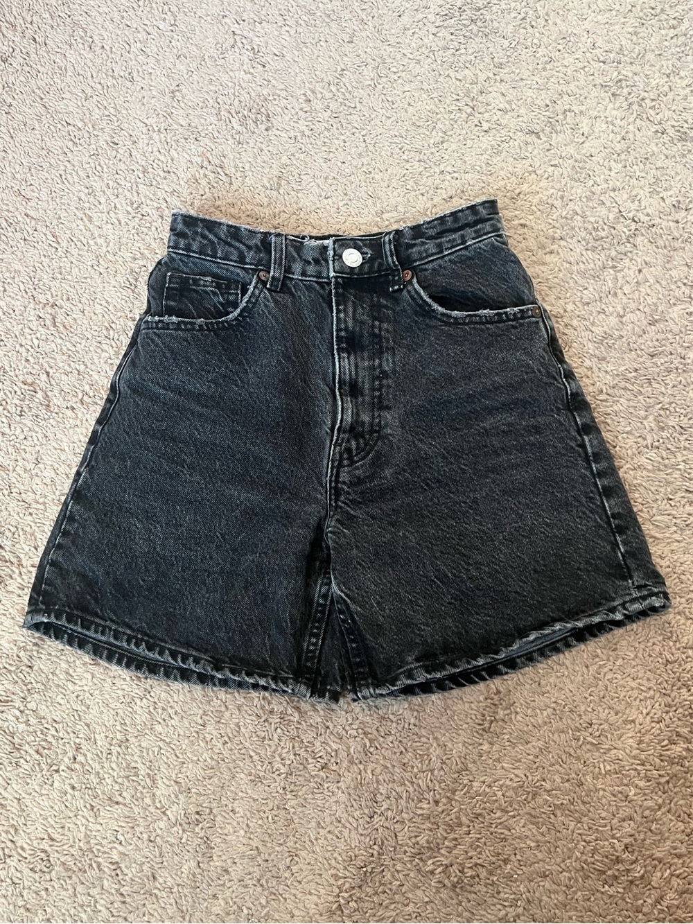 Zara black high waisted denim mom shorts